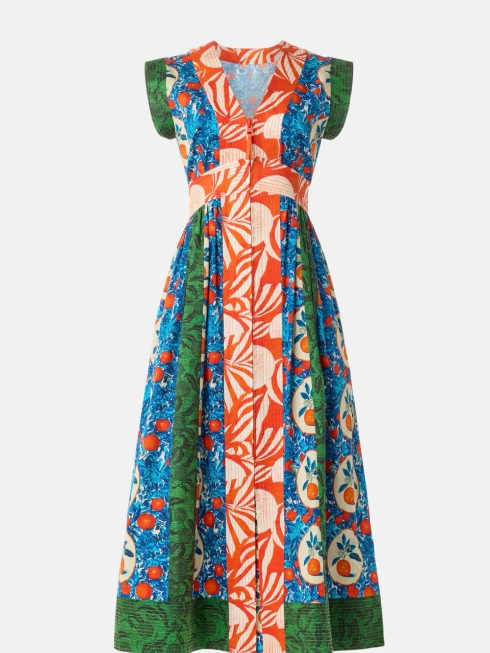 Hunter Bell April Dress 10 Sleeveless Multi-Print V-Neck Dress - Orange & Blue - Picture 4 of 5